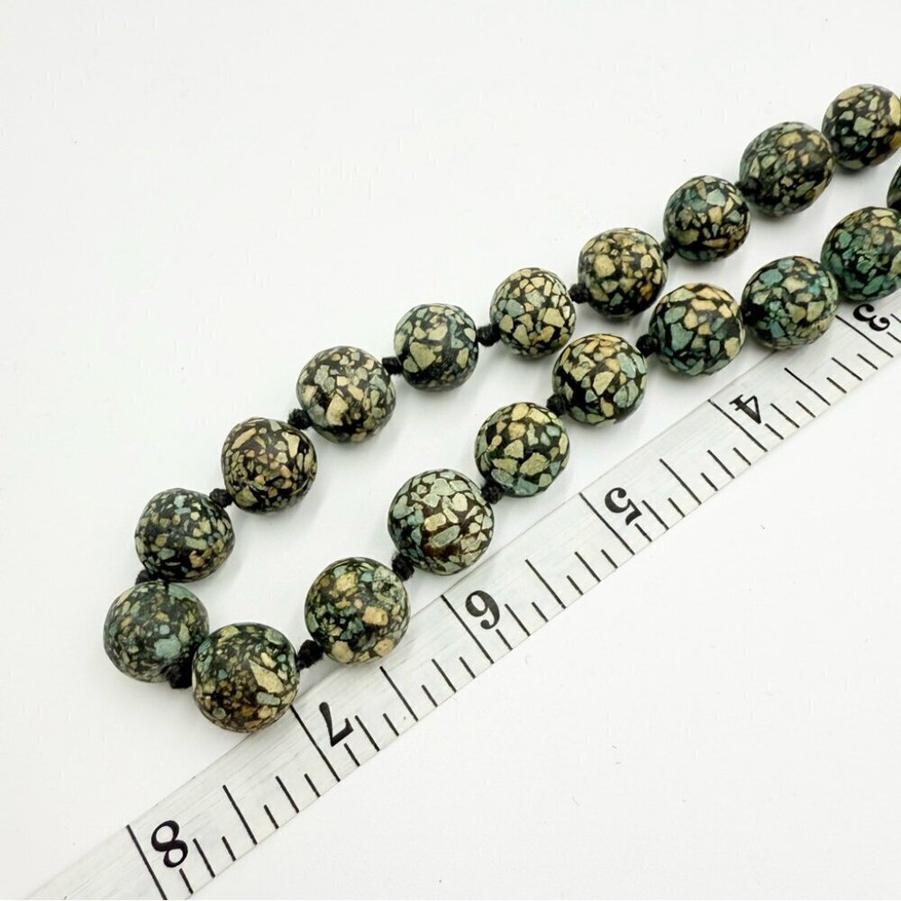 ANTIQUE TRIBAL AFGHANISTANMOSAIC GRADUATED BEAD NECKLACE - Picture 9 of 9